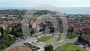 Sant Marti Church and Altafulla Castle in Altafulla, Spain