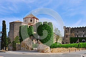 Sant Marti Church and Altafulla Castle in Altafulla, Spain