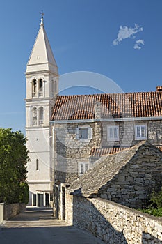 Sant Peter old church, town Supetar in Brac island In Croatia on Adriatic sea