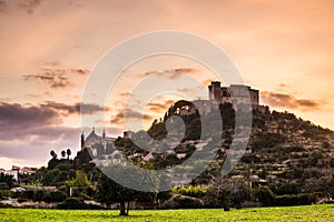 Sant Salvador castle in the city of Arta, Mallorca photo