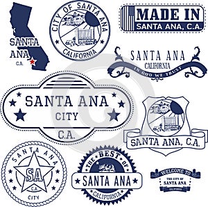 Santa Ana city, CA. Stamps and signs