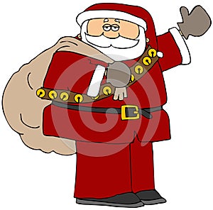 Santa with a bag of gifts over his shoulder