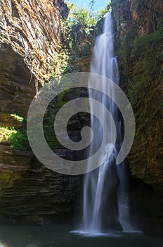 Santa Barbara Waterfall in Chapada das Mesas, a mountain formation in Brazil