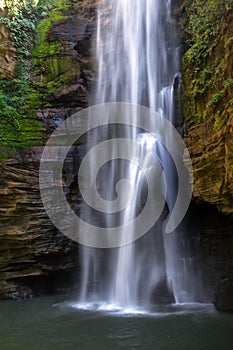 Santa Barbara Waterfall in Chapada das Mesas, a mountain formation in Brazil