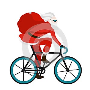 Santa bicycle delivery messenger red with gifts