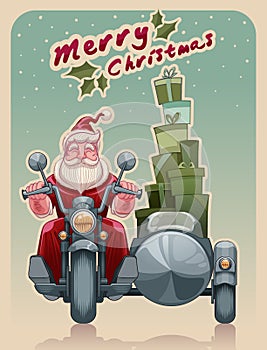 Santa biker on motorcycle