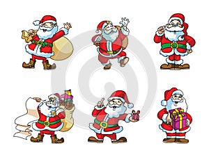 Santa Brings Christmas Gifts Color Collection Illustration