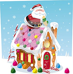 Santa building Gingerbread house