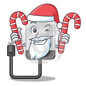 Santa with candy cartoon hard drive in the bag