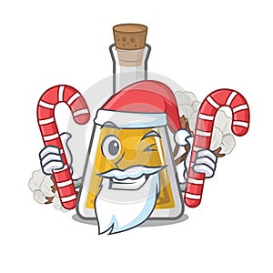 Santa with candy cottonseed oil at the cartoon table