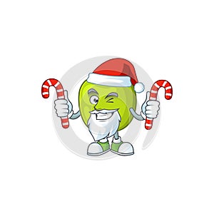 Santa with candy granny smith apple character for health mascot