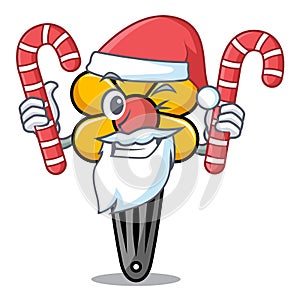 Santa with candy hair clip mascot cartoon