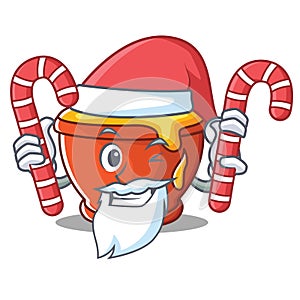 Santa with candy honey character cartoon style