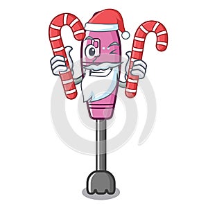 Santa with candy immersion blender in the cartoon shape