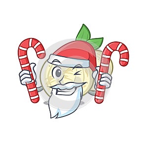 Santa with candy jicama in the a cartoon shape