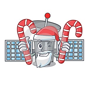 Santa with candy satelite mascot cartoon style