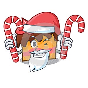 Santa with candy sponge cake mascot cartoon