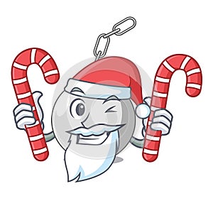 Santa with candy wrecking ball attached character on hitting