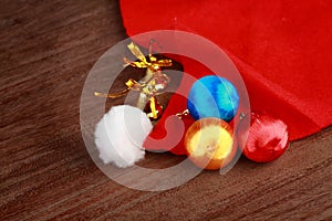 Santa cap and decorative objects