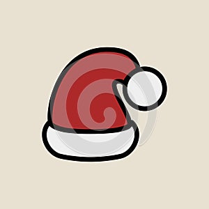 Santa cap icon simple flat style Christmas symbol