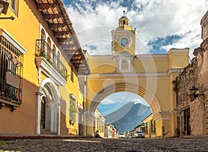 Santa Catalina Arch ans Agua Volcano - Antigua, Guatemala photo