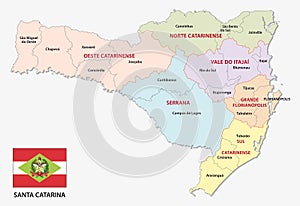 Santa catarina administrative and political map with flag