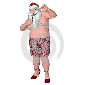 Santa Caught Putting on Lipstick