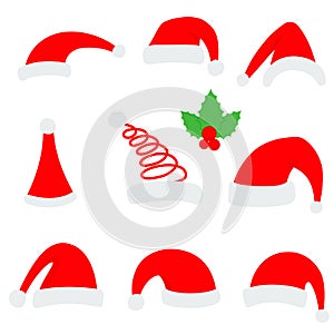 Santa christmas hat. Red santa top hat isolated on white background