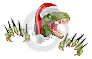 Santa Christmas Hat T Rex Dinosaur