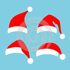 Santa Christmas red cap vector icon