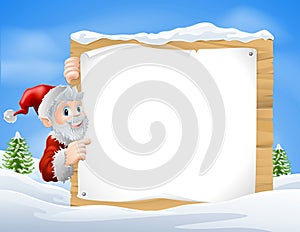 Santa Christmas Sign Snow scene