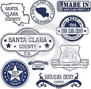 Santa Clara county, CA. Set of stamps and signs