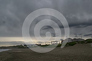 Santa Clara del Mar beaches . Thatcher umbrelas and sand