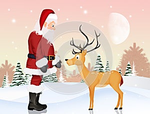 Santa Clasu and reindeer