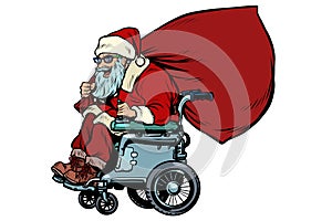 Santa Claus is an active wheelchair user disabled. Christmas and New year