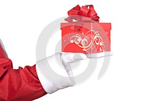 Santa Claus arm with present