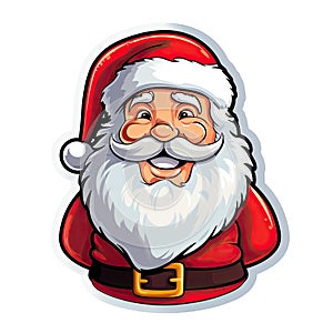 Santa Claus as a sticker with a white background. Generative AI