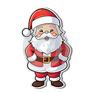 Santa Claus as a sticker with a white background. Generative AI