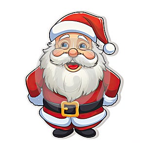 Santa Claus as a sticker with a white background. Generative AI