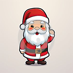 Santa Claus as a sticker with a white background. Generative AI