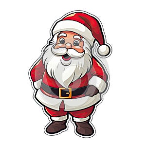 Santa Claus as a sticker with a white background. Generative AI