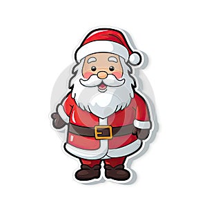 Santa Claus as a sticker with a white background. Generative AI