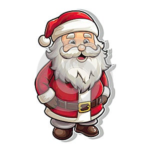 Santa Claus as a sticker with a white background. Generative AI