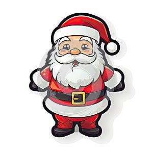 Santa Claus as a sticker with a white background. Generative AI