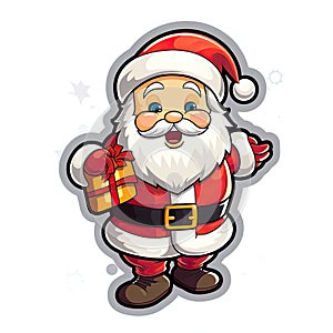 Santa Claus as a sticker with a white background. Generative AI