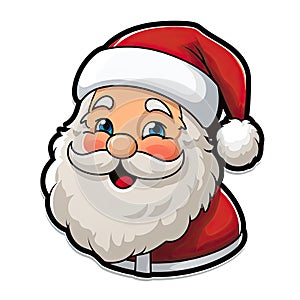 Santa Claus as a sticker with a white background. Generative AI