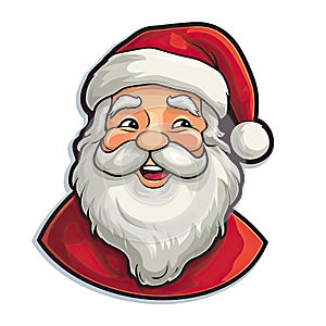 Santa Claus as a sticker with a white background. Generative AI