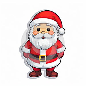 Santa Claus as a sticker with a white background. Generative AI