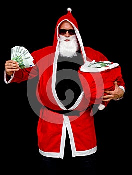 Santa Claus with bag full of money