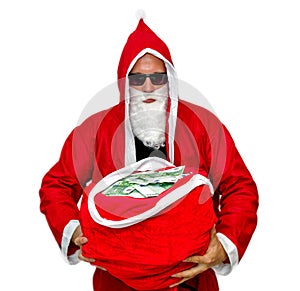 Santa Claus with bag full of money